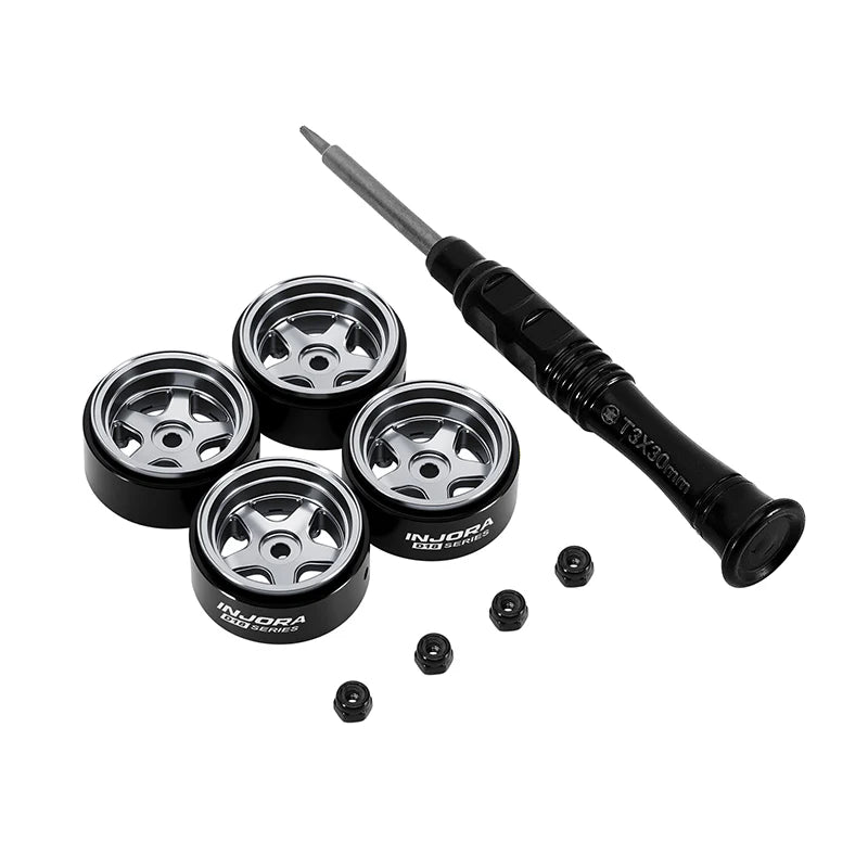 INJORA 0.7" D18 5-Spoke Aluminum Wheels for 1/30 SCX30 (W7002)