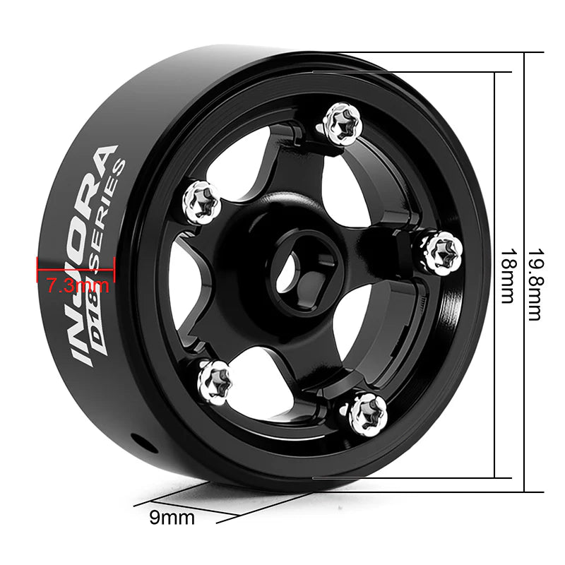 INJORA 0.7" D18 5-Spoke Aluminum Wheels for 1/30 SCX30 (W7002)
