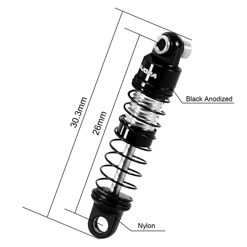INJORA 26mm Aluminum Oil Shocks for 1/30 Axial SCX30 SKU: SCX30-08BS