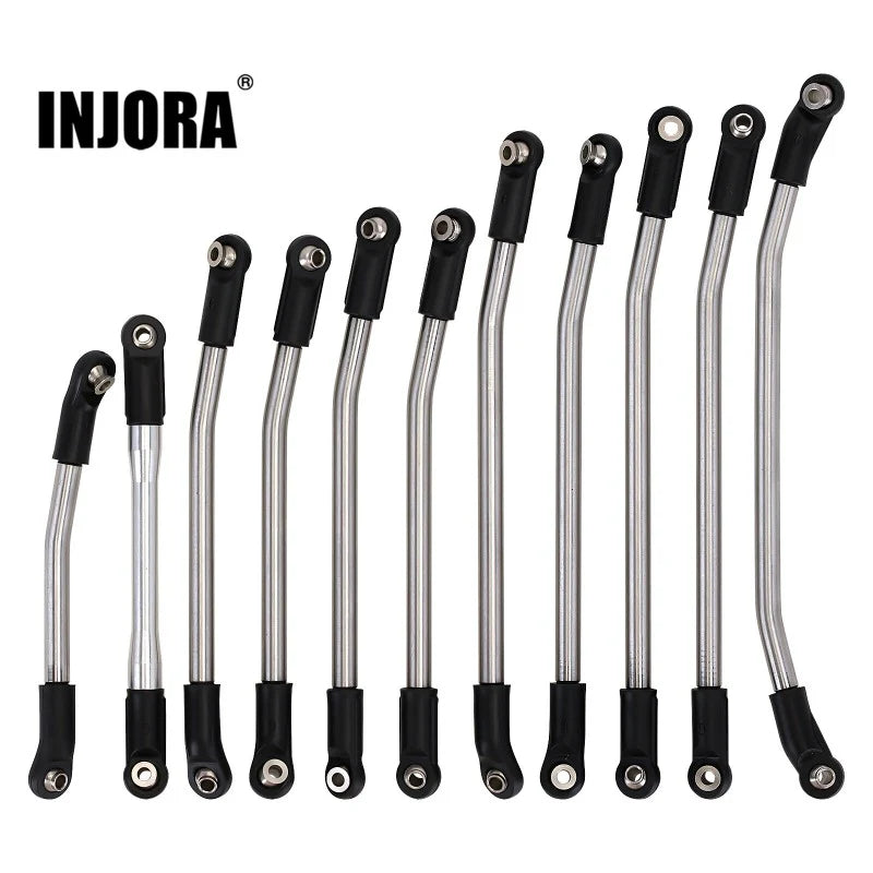 INJORA 11Pcs/Set 313mm Wheelbase Stainless Steel Links Set for SCX10 II 90046