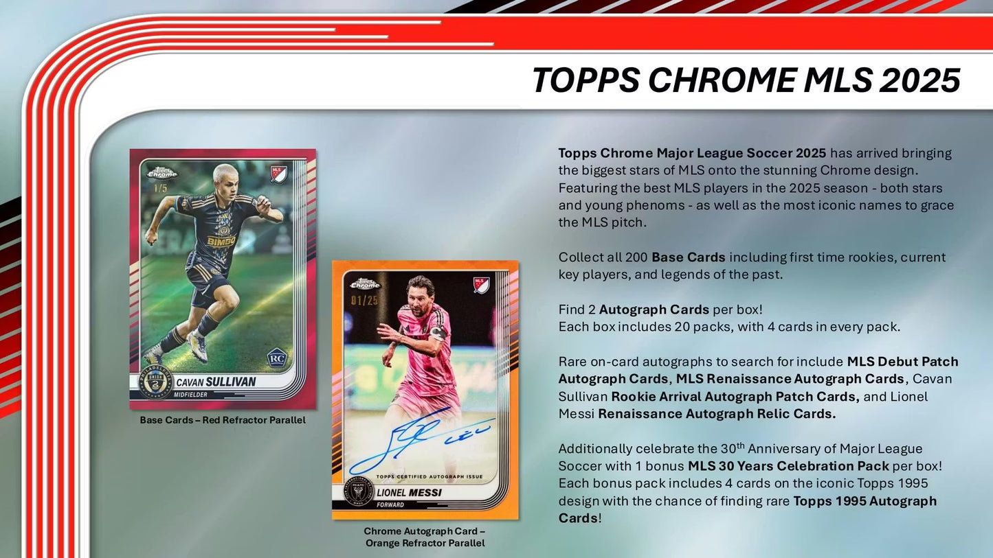 2025 Topps MLS Major League Soccer Chrome Hobby Box