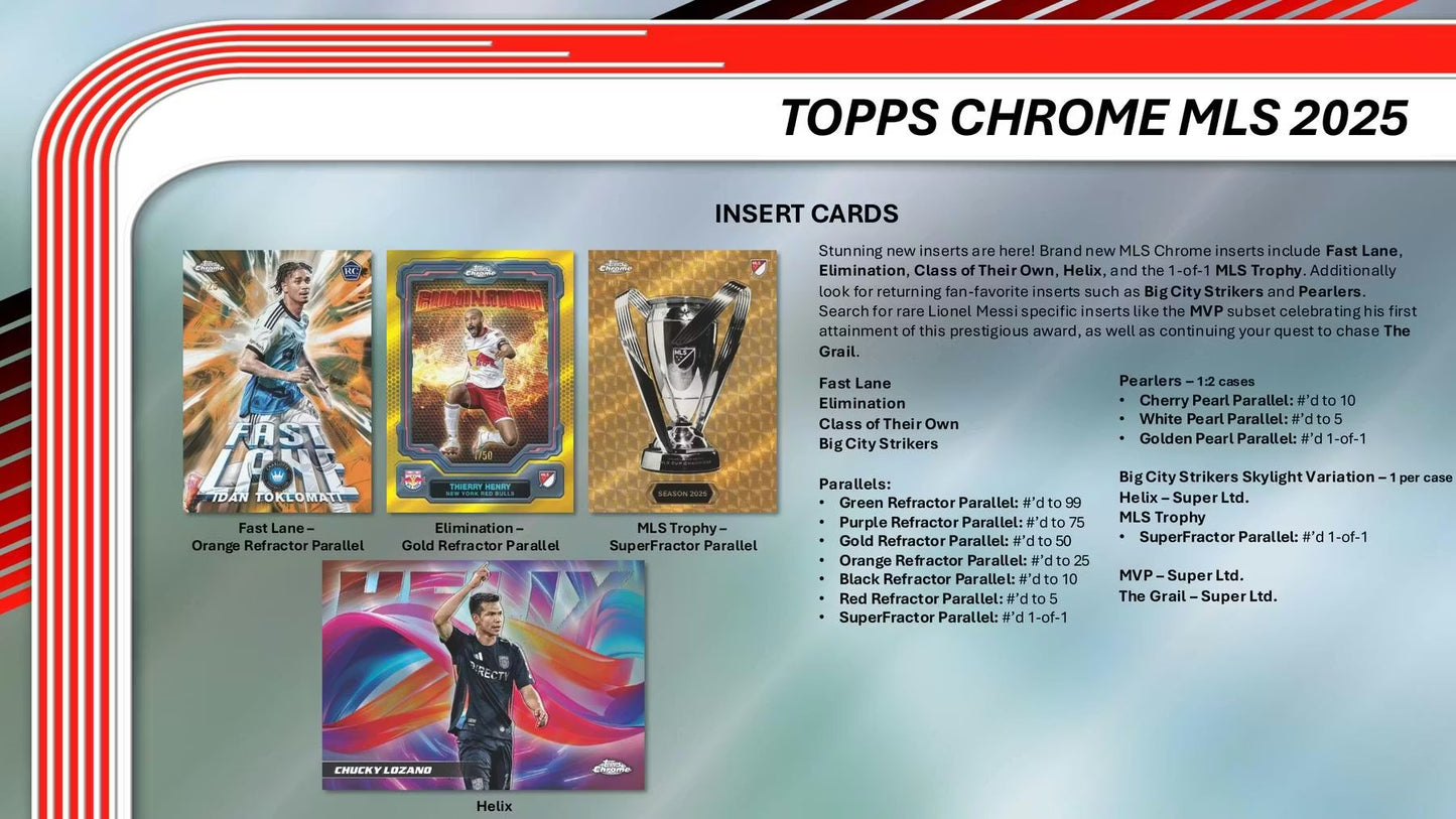 2025 Topps MLS Major League Soccer Chrome Hobby Box