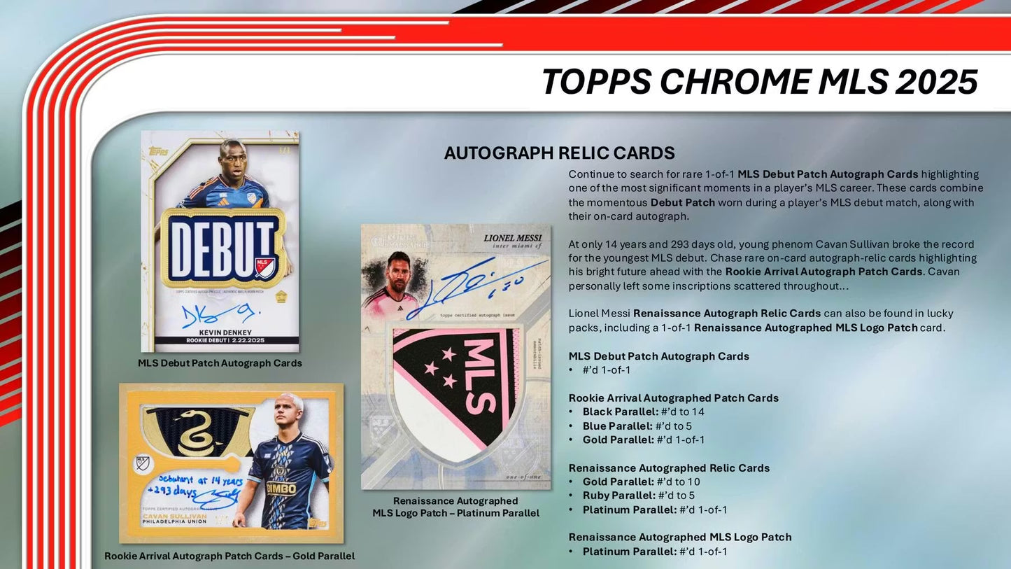 2025 Topps MLS Major League Soccer Chrome Hobby Box