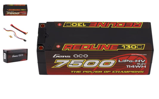 Gens Ace 4s LiHV LiPo Battery 130C w/5mm Bullets & T-Style Adapter (15.2V/7500mAh)