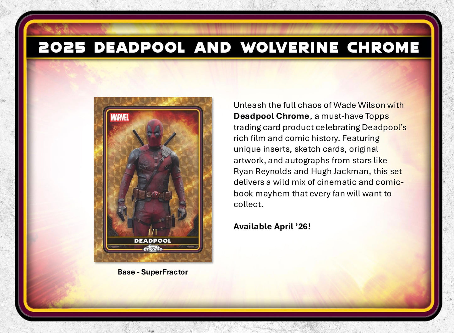 2025 Topps Chrome Marvel Deadpool Blaster Box