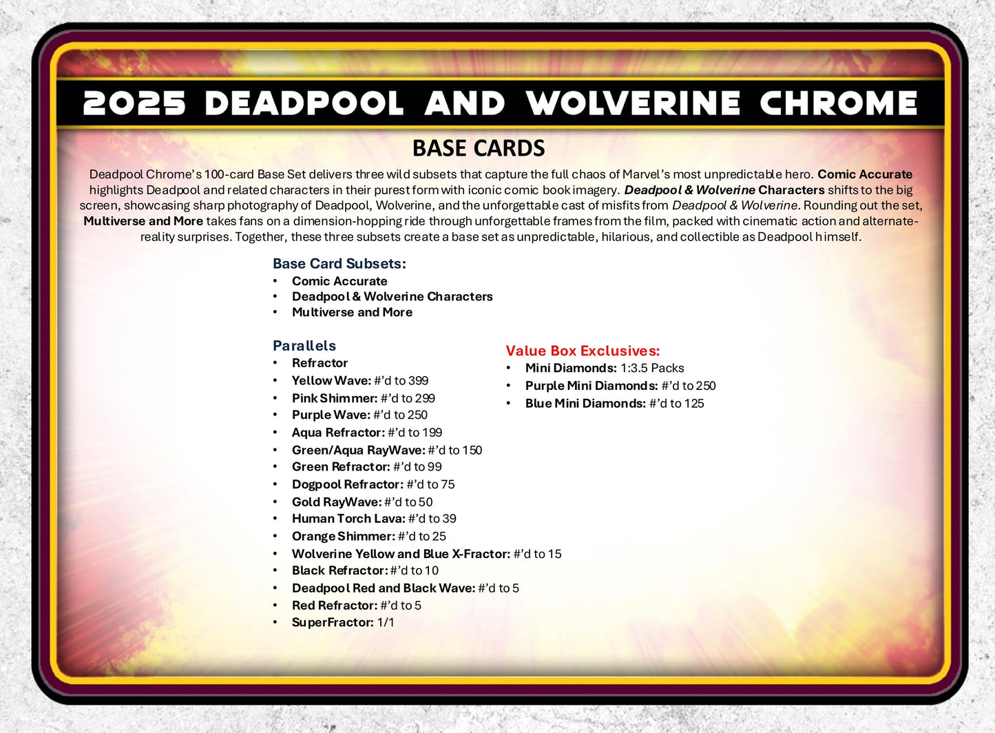 2025 Topps Chrome Marvel Deadpool Blaster Box
