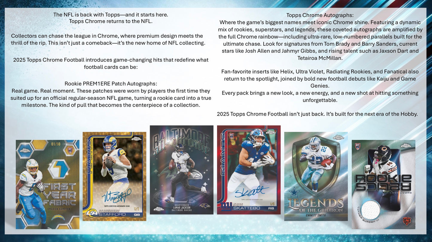 2025 Topps Chrome Football Blaster Box
