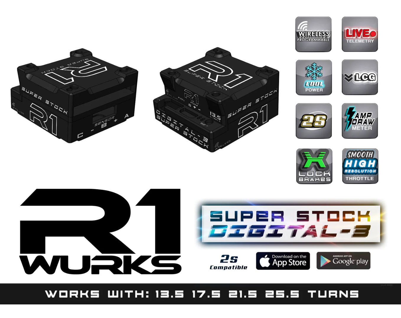R1 Wurks "Super Stock" 2S Digital 3 ESC 040013 Now Shipping!!