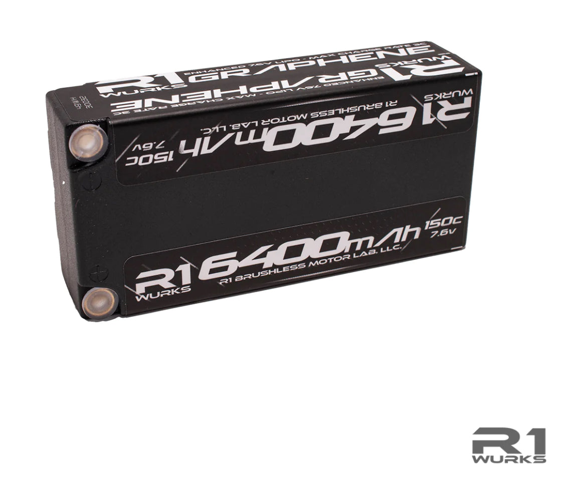 R1 Wurks 6400mah 150c 7.6v 2S Shorty LiPo Battery, Graphene