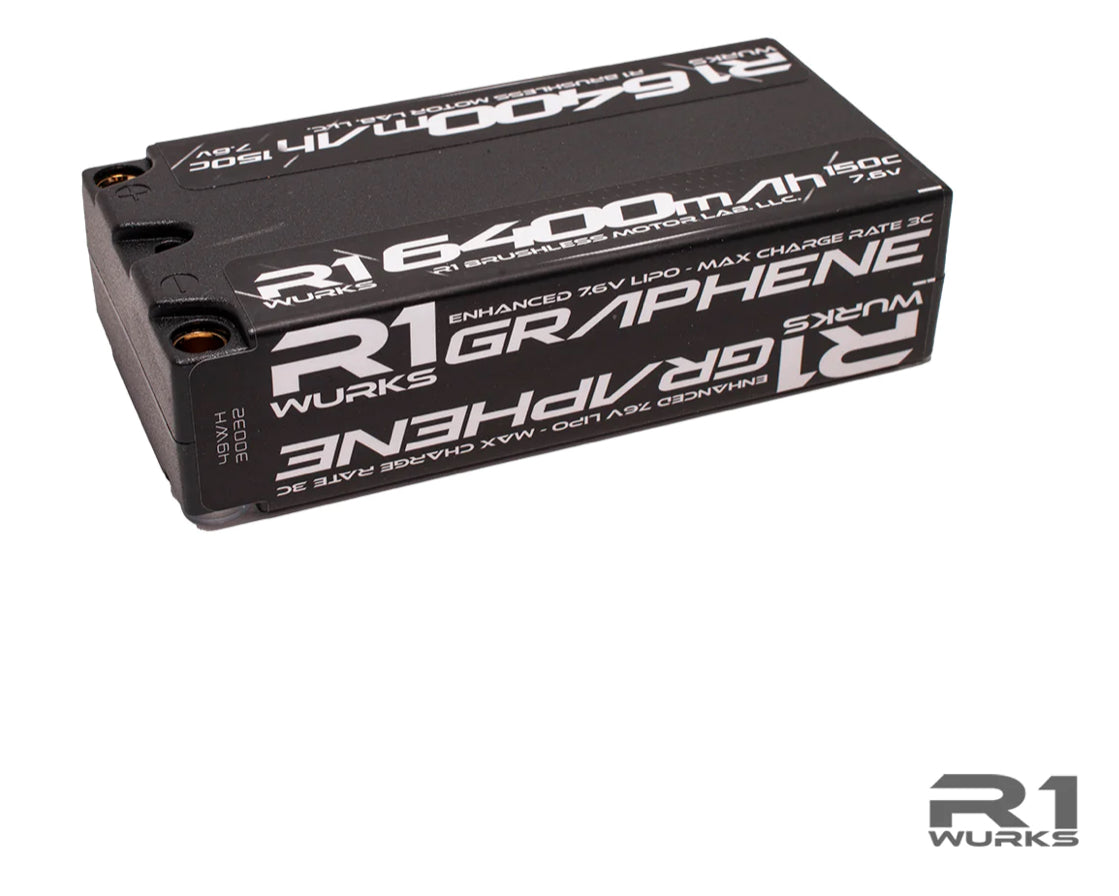 R1 Wurks 6400mah 150c 7.6v 2S Shorty LiPo Battery, Graphene