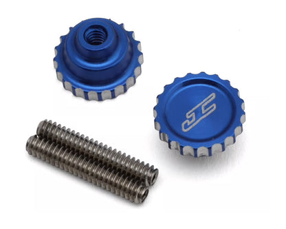 JConcepts RC10 Aluminum 4-40 Future Thumb Nuts w/Set Screws (Blue) (2)