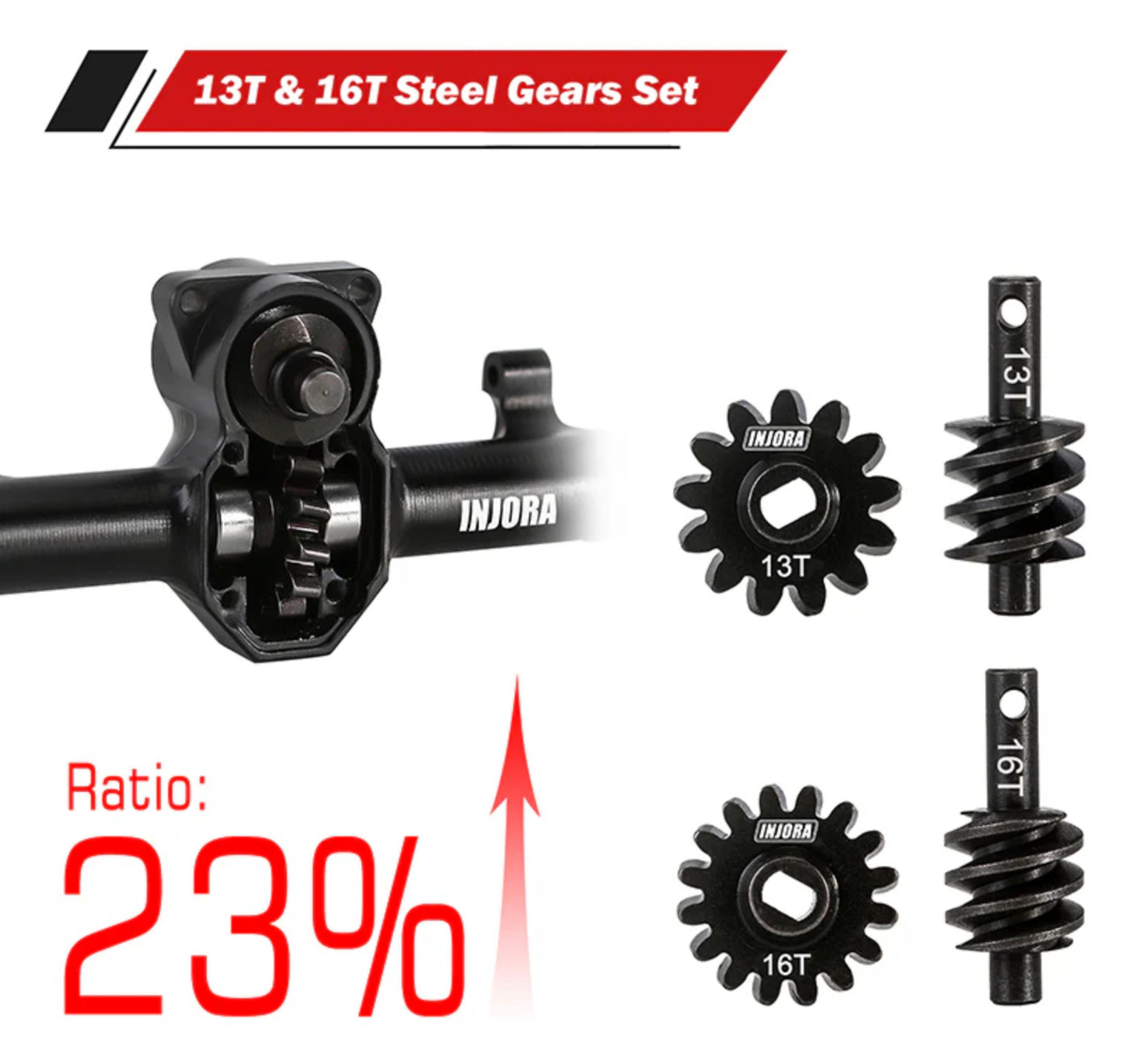 INJORA +4mm ProSteer Double Joint Aluminum Axle for 1/24 SCX24