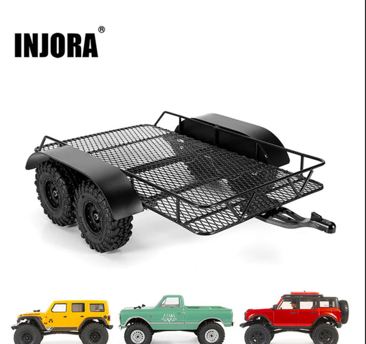 INJORA Metal Trailer with Aluminum Hitch Mount for 1/24 Axial SCX24