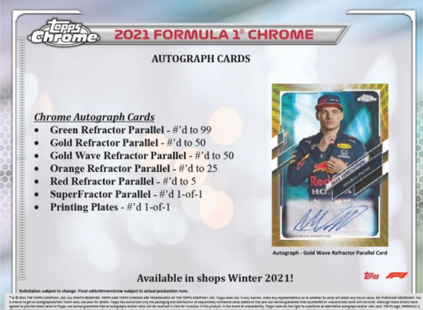 2021 Topps Chrome Formula 1 F1 Racing Hobby Box