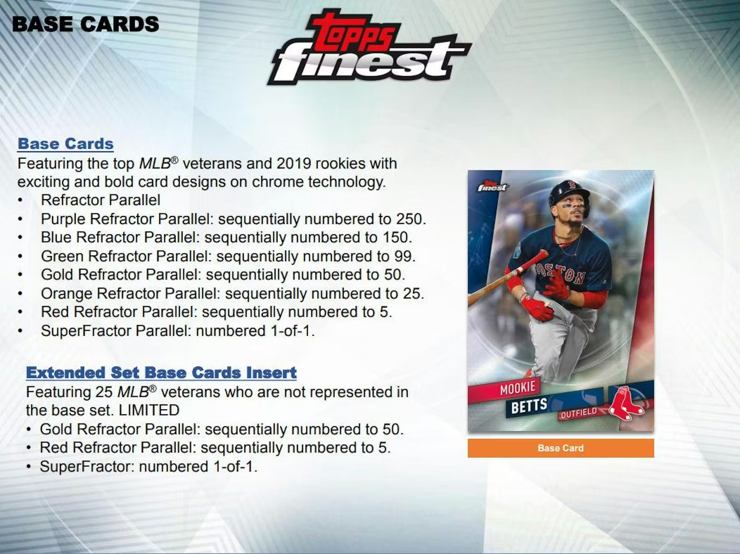 2019 Topps Finest Baseball Hobby Box