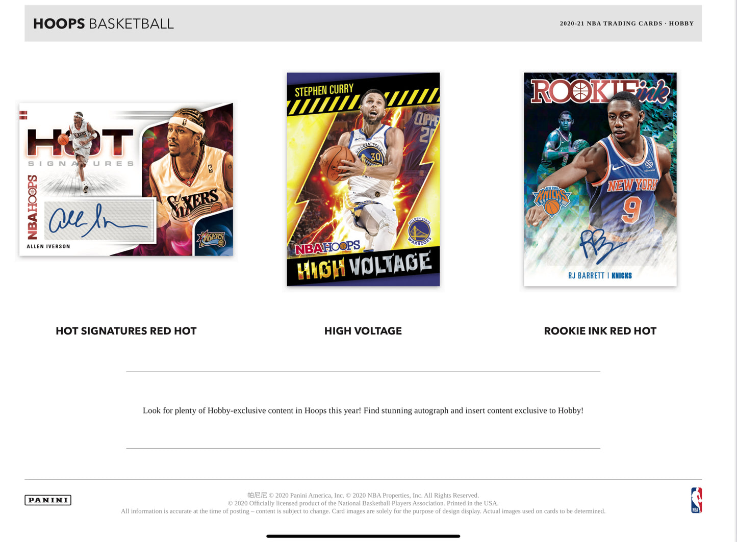 2020/21 Panini NBA Hoops Basketball Hobby Box