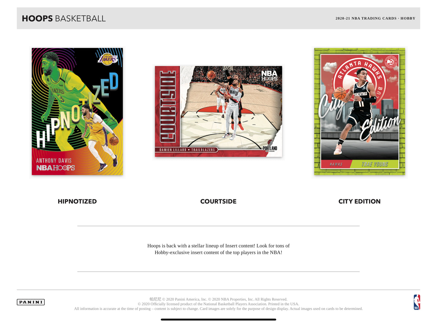 2020/21 Panini NBA Hoops Basketball Hobby Box