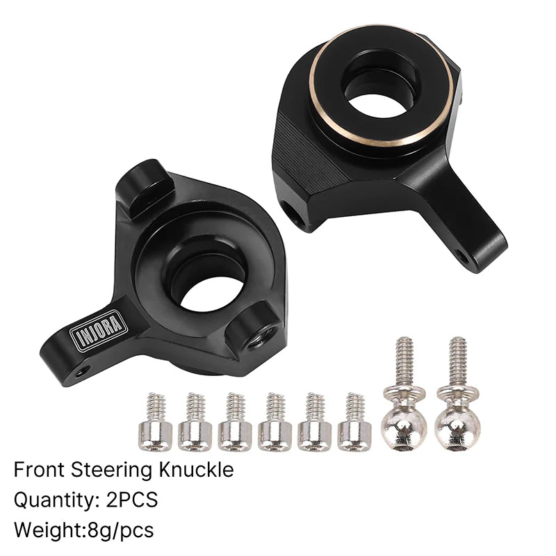 INJORA 2pcs Black Brass Front Steering Knuckles Counter Weights for SCX24 AX24