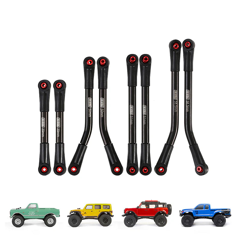 INJORA 8PCS Stainless Steel High Clearance 4 Links Set for SCX24 C10 JLU Bronco Base Camp 4Runner