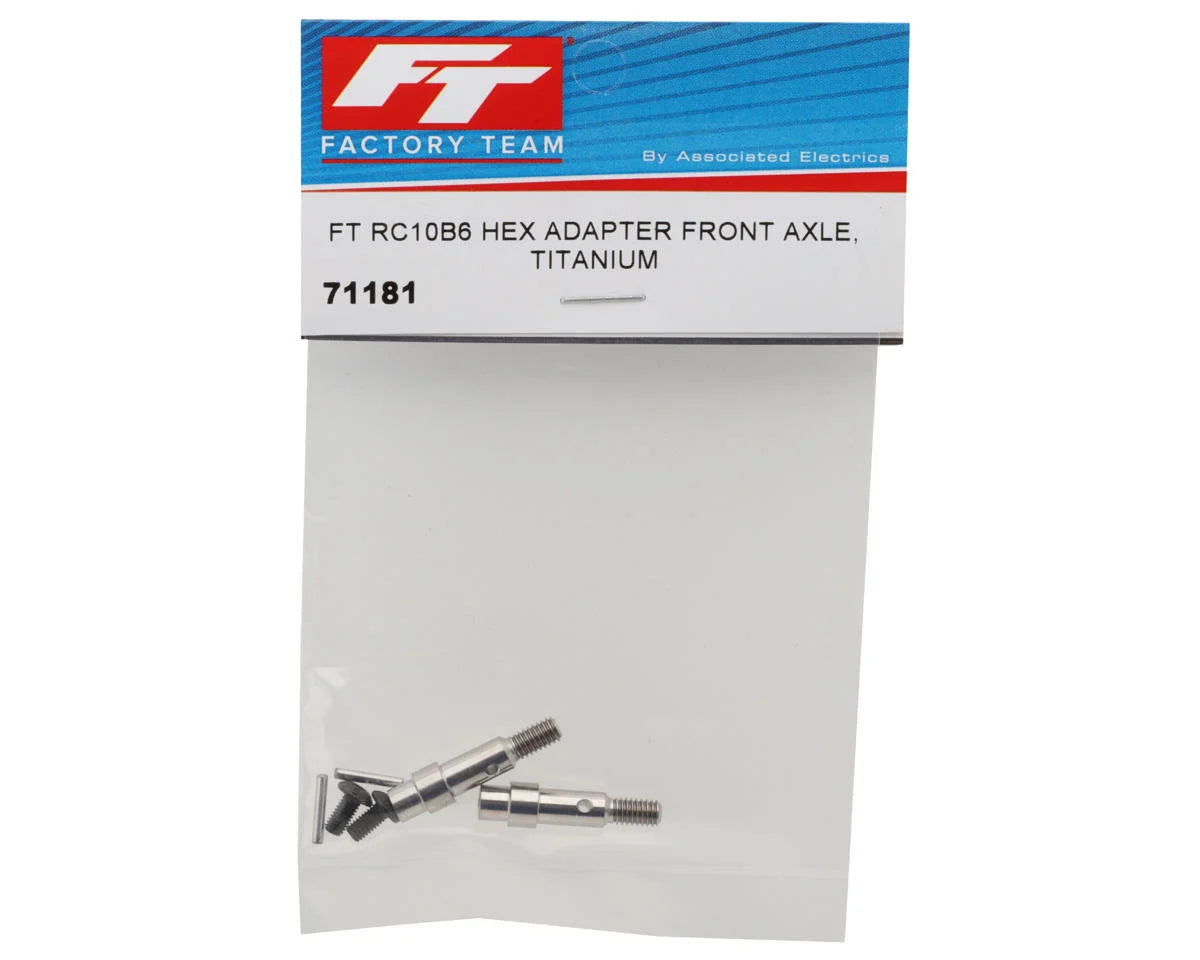 Team Associated RC10B6/RC10B7 Factory Team Titanium Hex Adapter Front Axles (2)