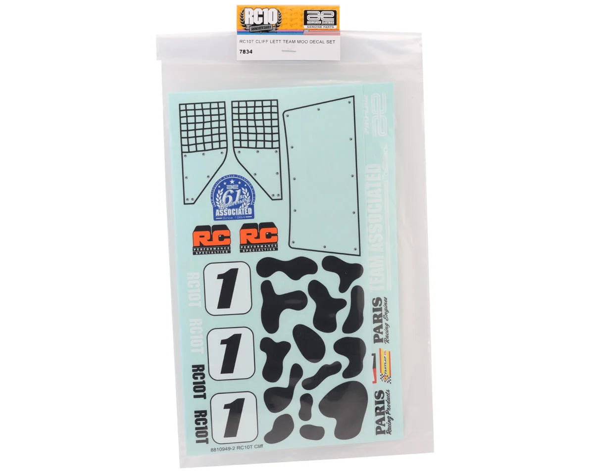 Team Associated RC10T Cliff Lett Team Moo Decal Sheet