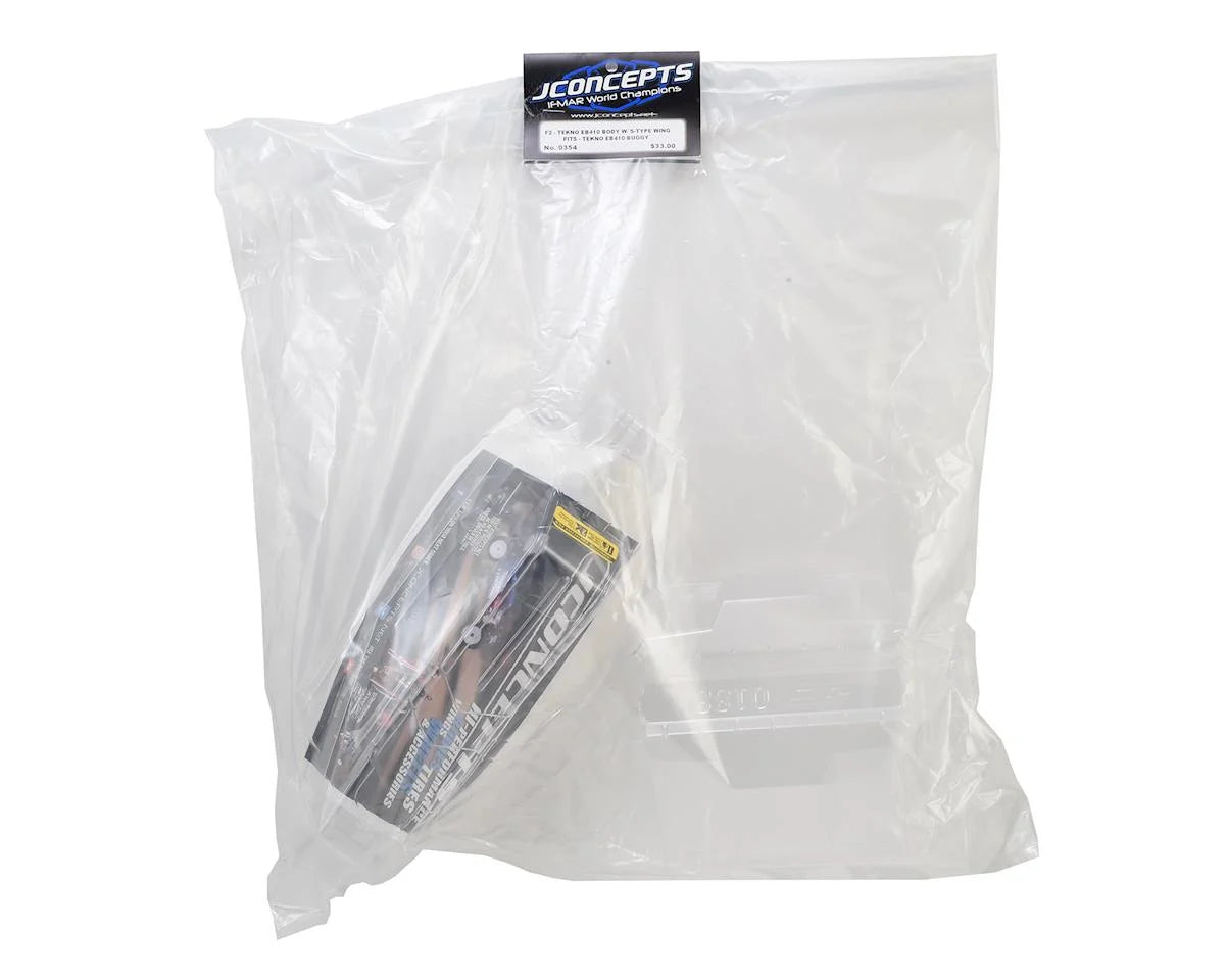 JConcepts Tekno EB410 "F2" 4WD Buggy Body w/6.5" Aero Wing (Clear)