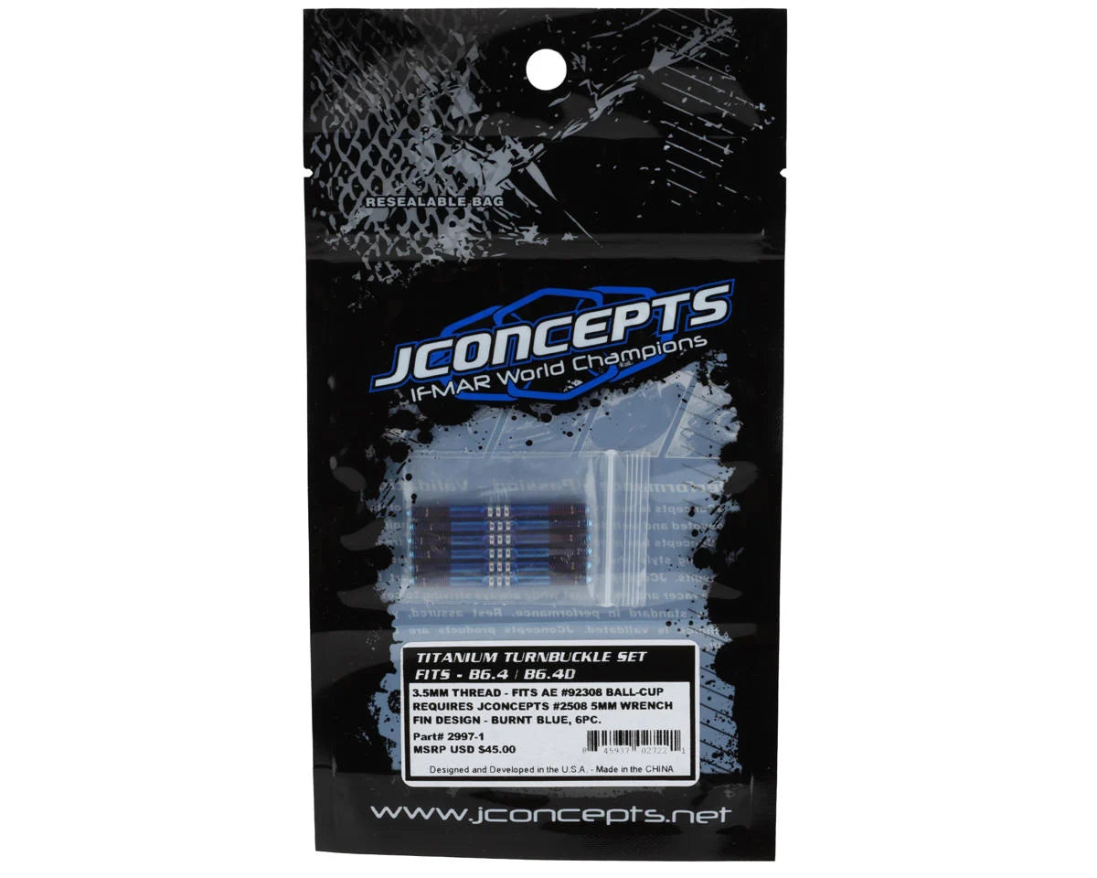 JConcepts B6.4 Fin Titanium Turnbuckle Set (Blue) (6) (3.5x46mm)