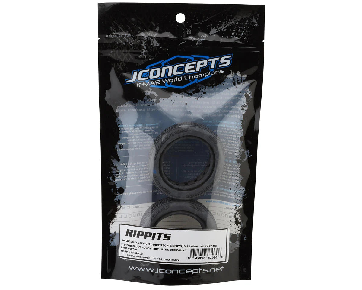 JConcepts Rippits 2.2" 2WD Front Buggy Dirt Oval Tires (2) (Blue)