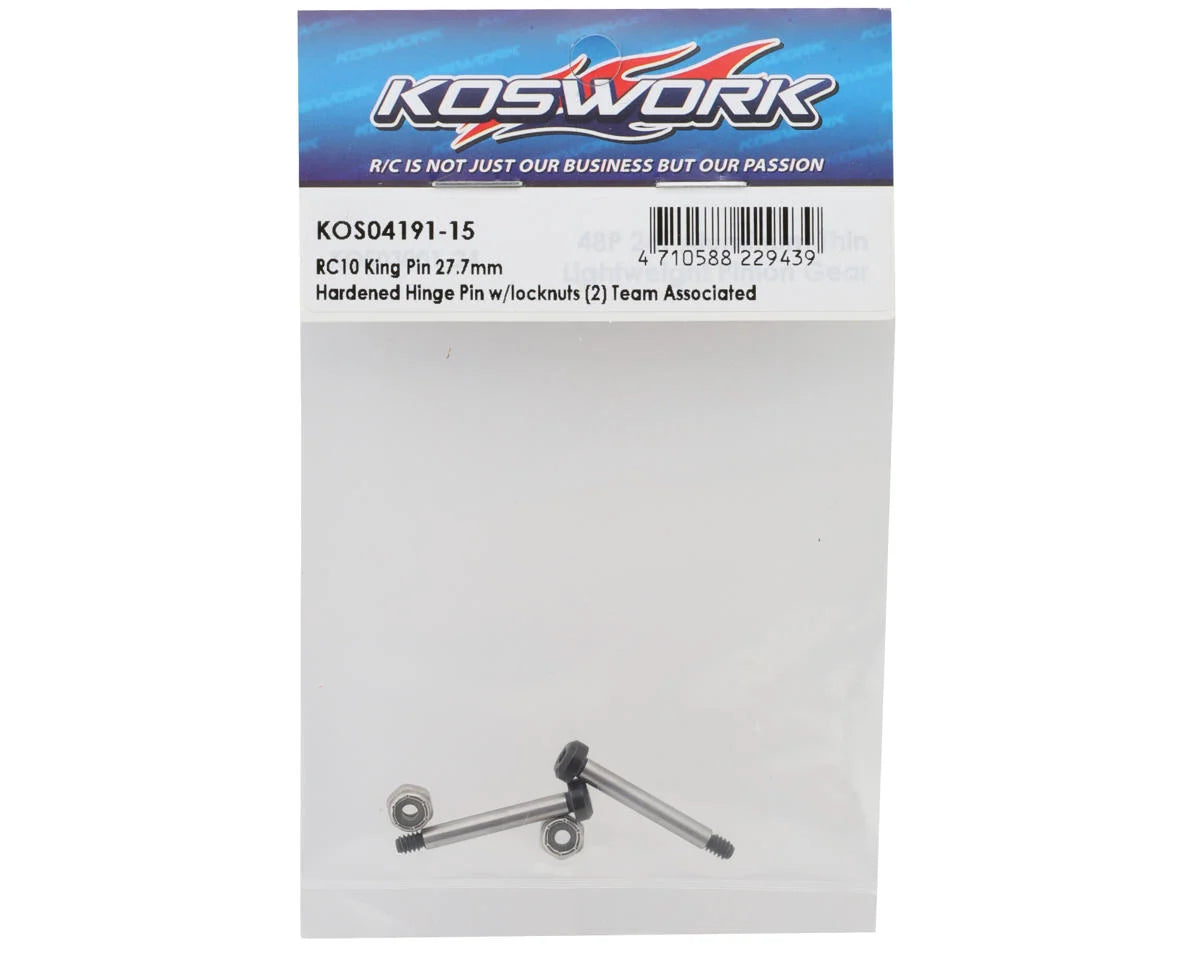 Koswork RC10 27.7mm Hardened Steel King Pin (2) w/Locknuts