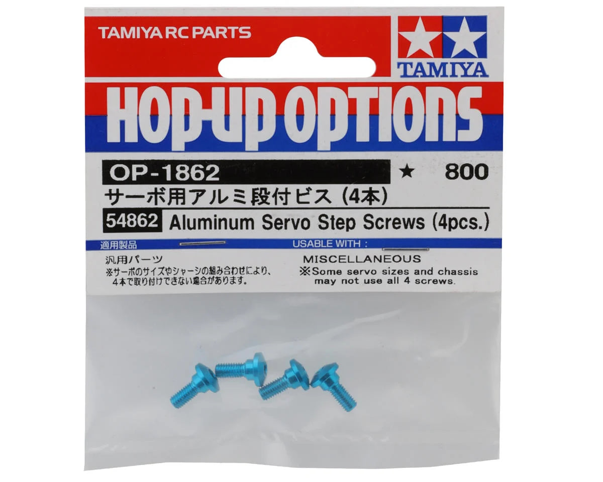 Tamiya Aluminum Servo Step Screws (Blue) (4)