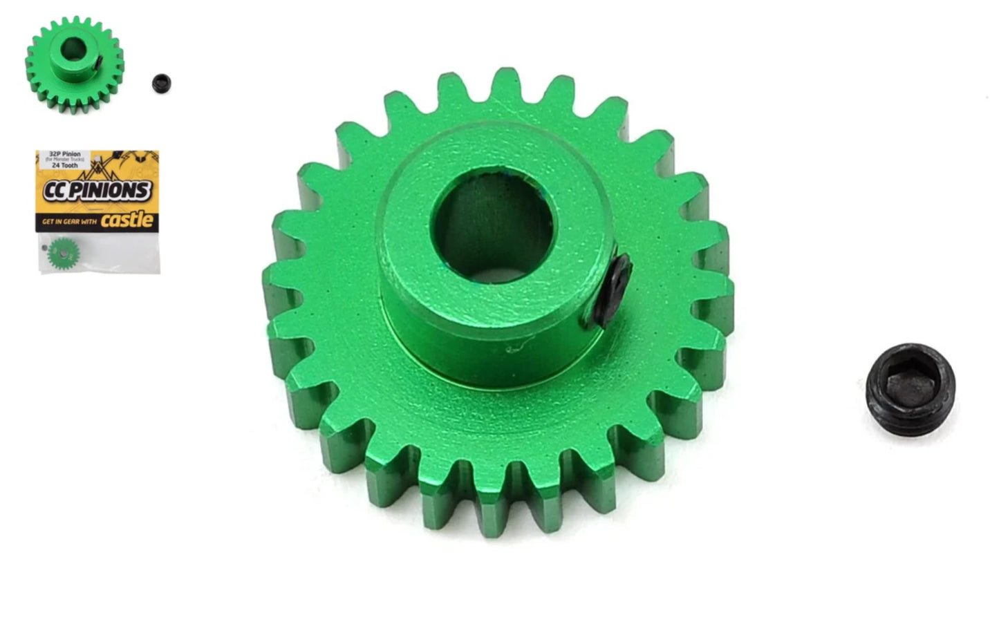 castle gear Castle Creations 32P Aluminum Pinion Gear w/5mm Bore (GREEN) 16-28 Tooth