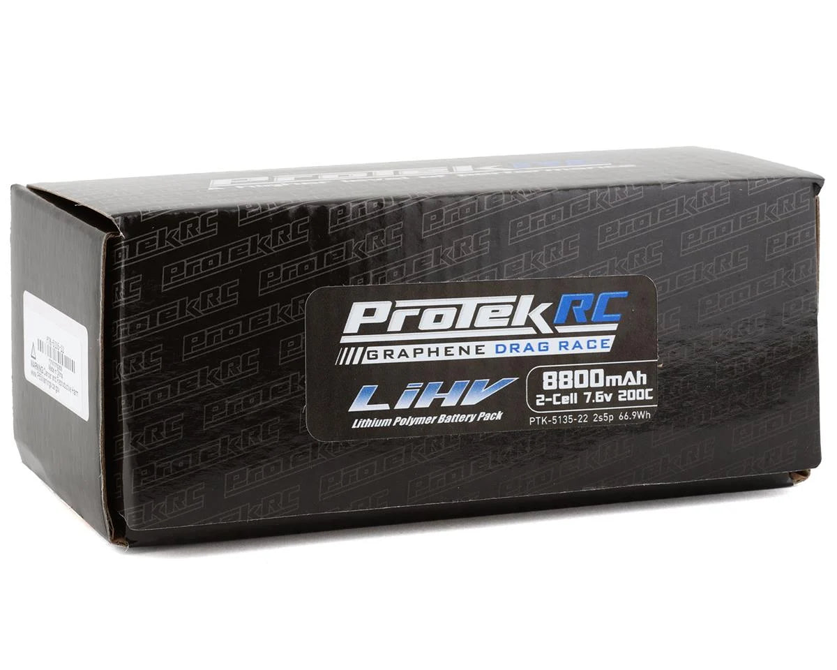 ProTek RC 2S 200C 2s5p Si-Graphene Drag Race Shorty LiPo Battery (7.6V/8800mAh) w/8mm Connectors